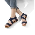 thumbnail image 4 of Sandalias Gladiador Planas con Tira Elástica para Mujer DREAM PAIRS en Azul Marino, 4 of 5
