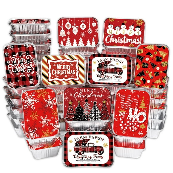 Recipientes navideños de aluminio para alimentos DIYDEC, 36 unidades, 18 x 13 x 5 cm