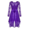 thumbnail image 2 of YONGHS Girls Elegant Lace Flower Girl Dress Long Sleeve A-Line High Low Hem Junior Bridesmaid Dress Purple 8, 2 of 7