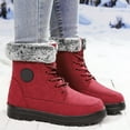 thumbnail image 2 of CAICJ98 Women's Winter Boots Lace Up Mid Carf Boots Warm Lined Waterproof Fashion Snow Boots Women (Red,Size 8.5), 2 of 9