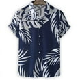 thumbnail image 3 of Camisa negra con estampado 3D de plantas para hombre, camisas hawaianas de manga corta con solapa de verano, blusa holgada con botones de estilo callejero de Harajuku, ropa para hombre, 3 of 5