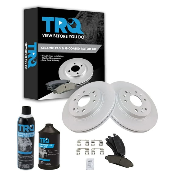 TRQ Front Ceramic Brake Pad & G-Coated Rotor Kit w/Chemicals for Chevy GMC Truck BKA16259 Fits select: 2005-2007 CHEVROLET SILVERADO, 2007 CHEVROLET TAHOE
