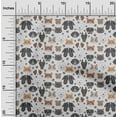 thumbnail image 2 of oneOone Georgette Viscose Gray Fabric Floral & Puppies Craft Projects Decor Fabric Printed By The Yard 42 Inch Wide, 2 of 5