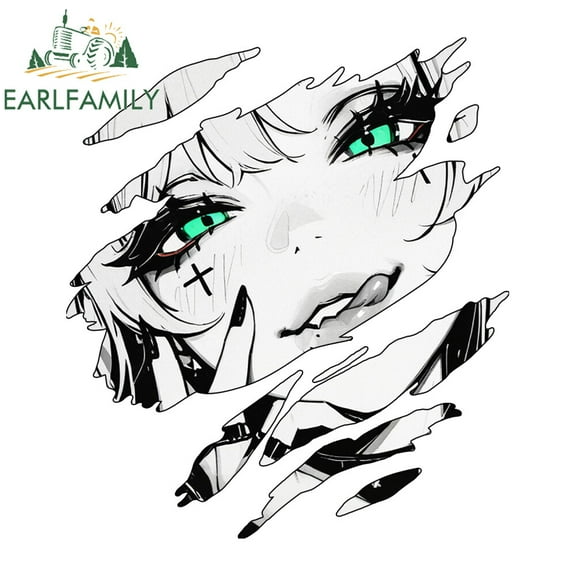 EARLFAMILY 5.1" Devil Girl Creative Tear Graffiti Anime Car Stickers Vinyl Decal