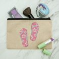 thumbnail image 2 of Pink Flip Flops on Sand with Hibiscus Flowers Sandals Beach Makeup Cosmetic Bag Organizer Pouch, 2 of 4