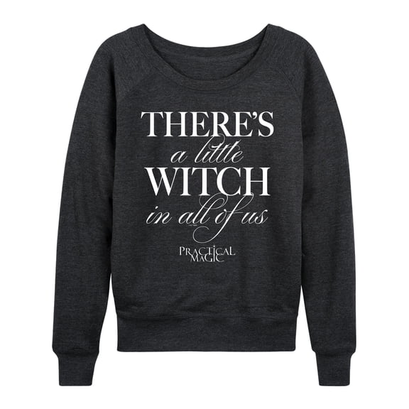 Practical Magic - Little Witch In Us Lightweight French Terry Wide Neck Long Sleeve Graphic Shirt