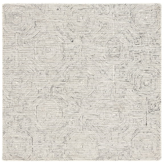 SAFAVIEH Aspen Linton Distressed Geometric Wool Area Rug, Grey/Beige, 6' x 6' Square
