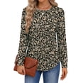 thumbnail image 3 of Fantaslook Plus Size Womens Long Sleeve Shirts Fall Tunic Tops Casual Crewneck Floral Blouses, 3 of 9