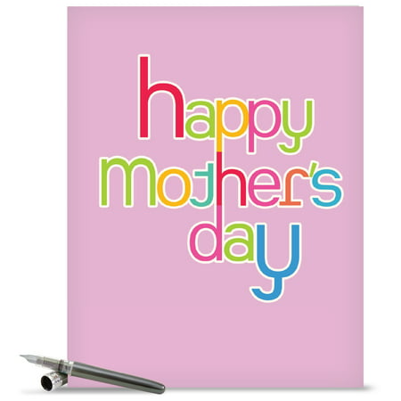 J2363KMDG Jumbo Mother's Day Card: 'Hipster' Featuring Thank You in a Fun Font with Bright Vibrant Colors Greeting Card with Envelope by The Best Card