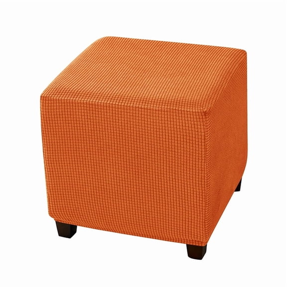 XmhyTop-A Square Footstool Cover - S Size Elastic Stool Cover Square Footstool Slipcover for Protection - 1 Piece,Orange