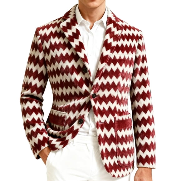 Corduroy Dress Coat for Men with Pockets And Button Closure Long Sleeve Outerwear 1 Pc