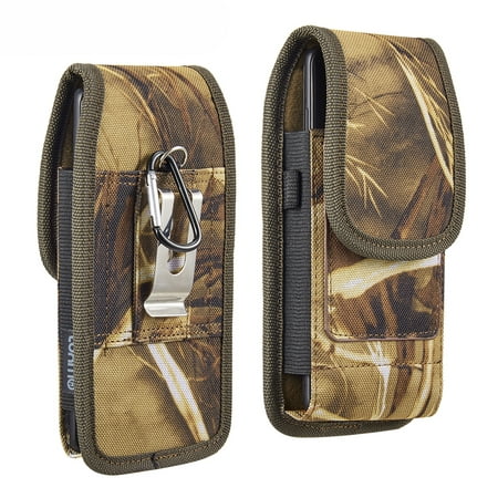 6.5-inch Vertical Hunter Camo Universal Cell Phone Holster Pouch with Card Slots and Belt Clip