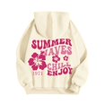 thumbnail image 5 of Blouses for Women Dressy Casual Long Sleeve Winter Loose Fit Hooded Mitten Cold Shoulder Drawstring Floral Leisure Sweatshirt Letters Loose Fit Hooded Sweatshirts Long Sleeves Pockets Pullovers, 5 of 6