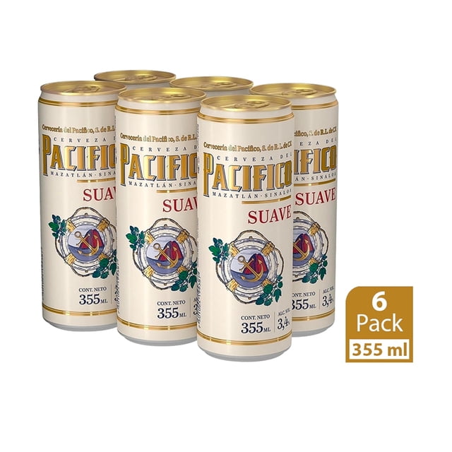 Cerveza Pacífico lager en lata 6 pzas de 355 ml c/u