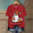 thumbnail image 2 of TOWED22 Women Fall Halloween Shirt Novelty Spooky Coffee Print Graphic Tees Pumpkin Thanksgiving Tops(Red,3XL), 2 of 4