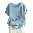 thumbnail image 2 of JUNWELL Hauts pour Femmes en Liquidation Mode Été Ample Imprimé Col Rond T-Shirt Manches Courtes Blouse Décontractée, 2 of 3
