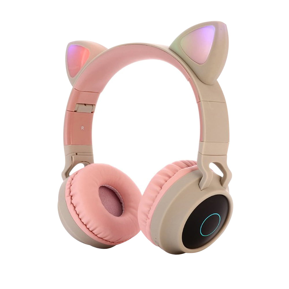 Tomshoo LED Ear Wireless Headset RGB 3-Color Lights Noise Cancelling BT 5.0 Foldable Earphone TF Card/ 3.5mm Plug Grey+Pink - Walmart.com