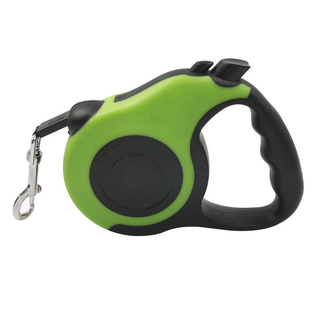 Correa retráctil para mascotas con botón de control y mango ergonómico, correa segura para pasear perros, para gatos, conejos, 16,4 pies, color verde
