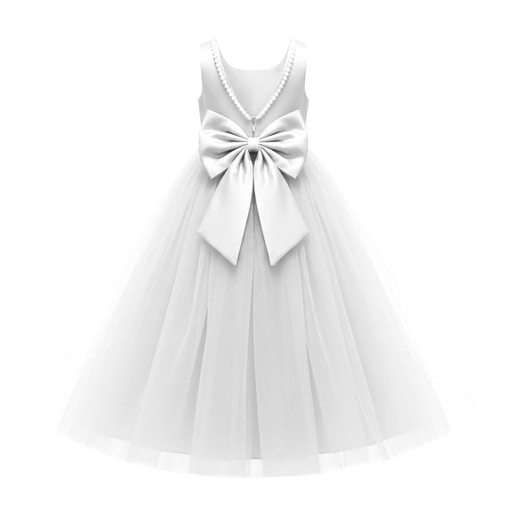 Girls' Formal Dress Solid Sleeveless Long Princess Dress Flower Girl Wedding Birthday Dress WH1 15 Y-16 Y