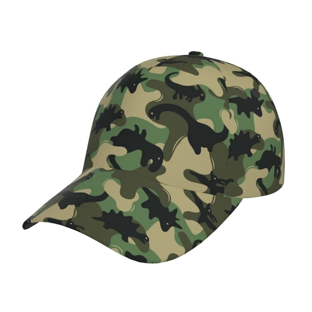 Fotbe Camouflage Dinosaur Gorro Clásico de Béisbol, Gorra Ajustable con Broche Snapback, Gorro de Exterior de Algodón Suave