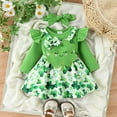 thumbnail image 3 of Okbabeha Newborn Baby Girl Christmas Outfit 0 3 6 9 12 18 24Months Ruffle Romper Onesie+Overall Skirt Dress Headband Clothes Set, 3 of 7