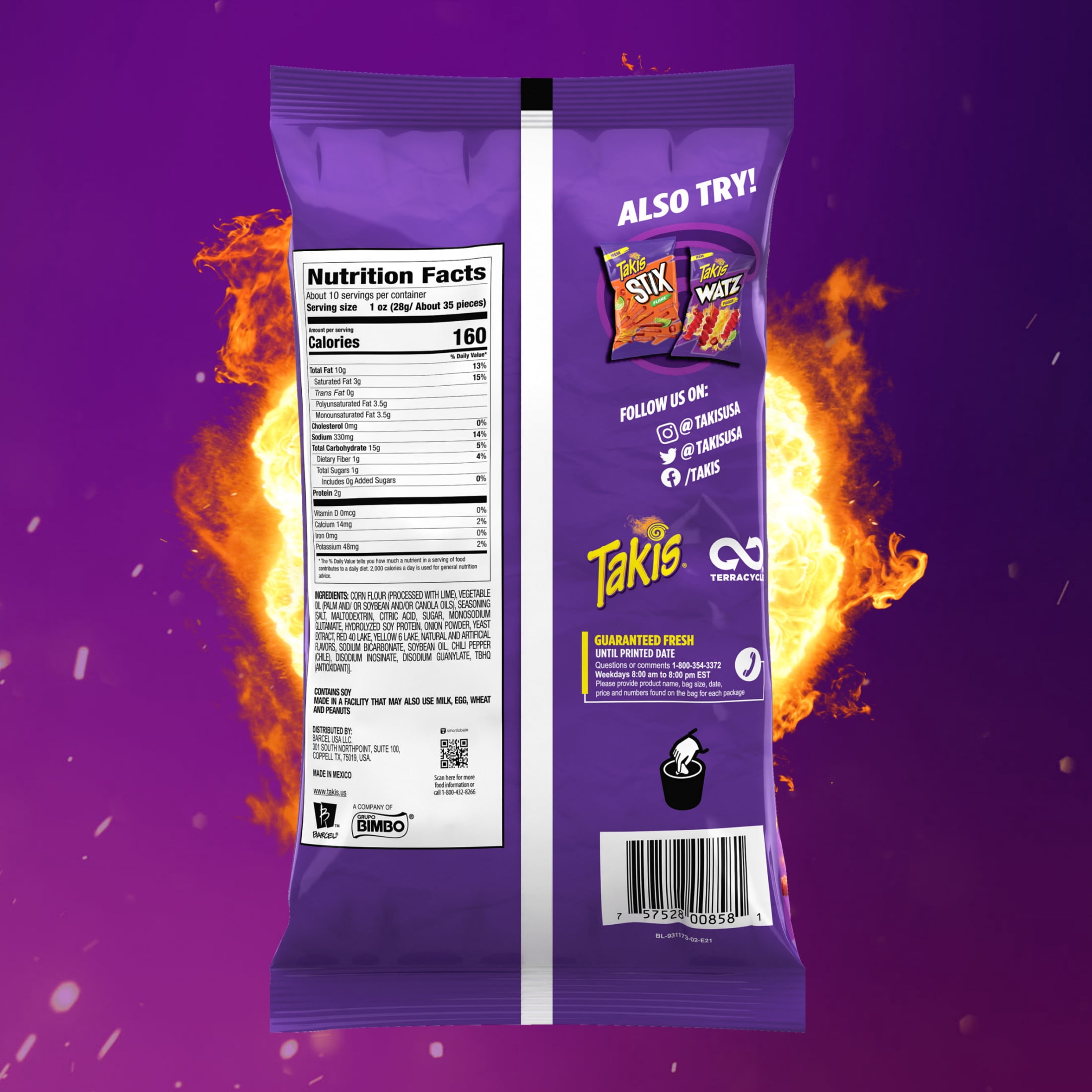 Takis Fuego Stix 9.9 oz Sharing Size Bag, Hot Chili Pepper & Lime Corn Snack Sticks