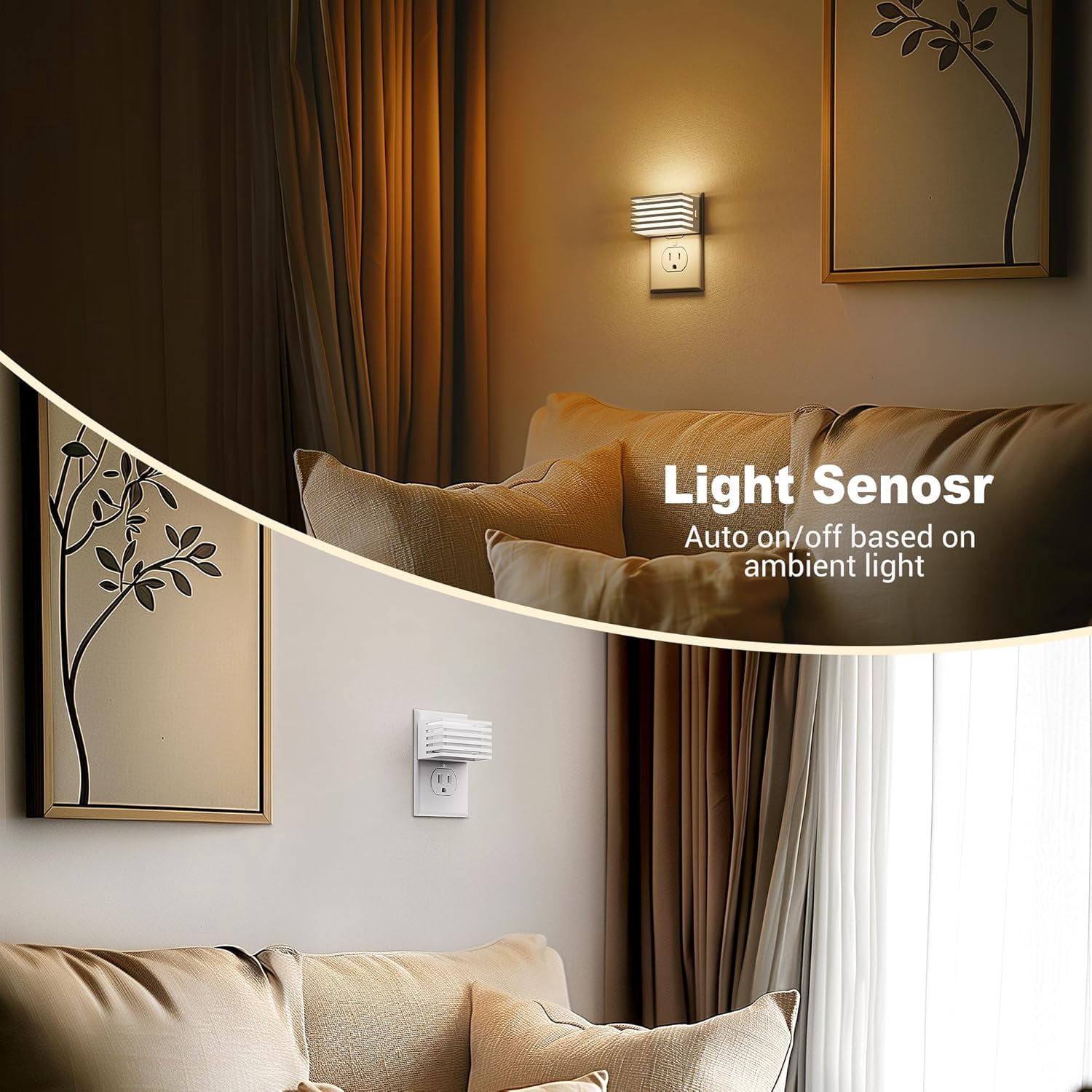 RGHJAR-LED Night Light, Night Lights Plug into Wall with Dusk to Dawn Sensor, Dimmable Plug in Night Light, Adjustable Brightness, 3000K Soft White Nightlight for Bedroom Bathroom Hallway [2 Pack]