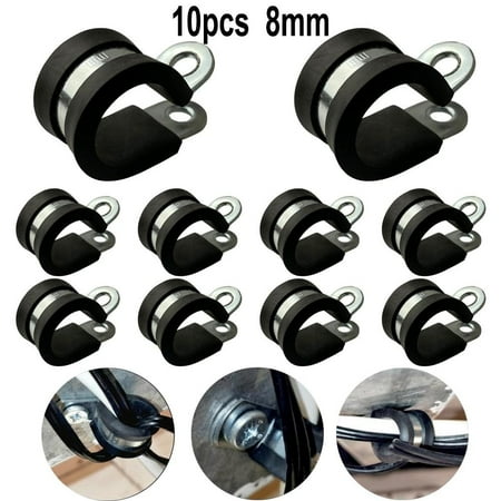 

10PCS Rubber Lined P Clamp Cable Mount Hose Pipe Clamp Stainless Steel