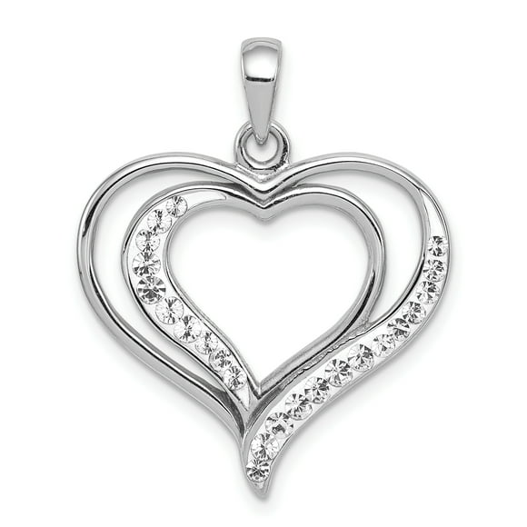 925 Sterling Silver Rhodium Plated Stellux Crystal Heart Shaped Pendant