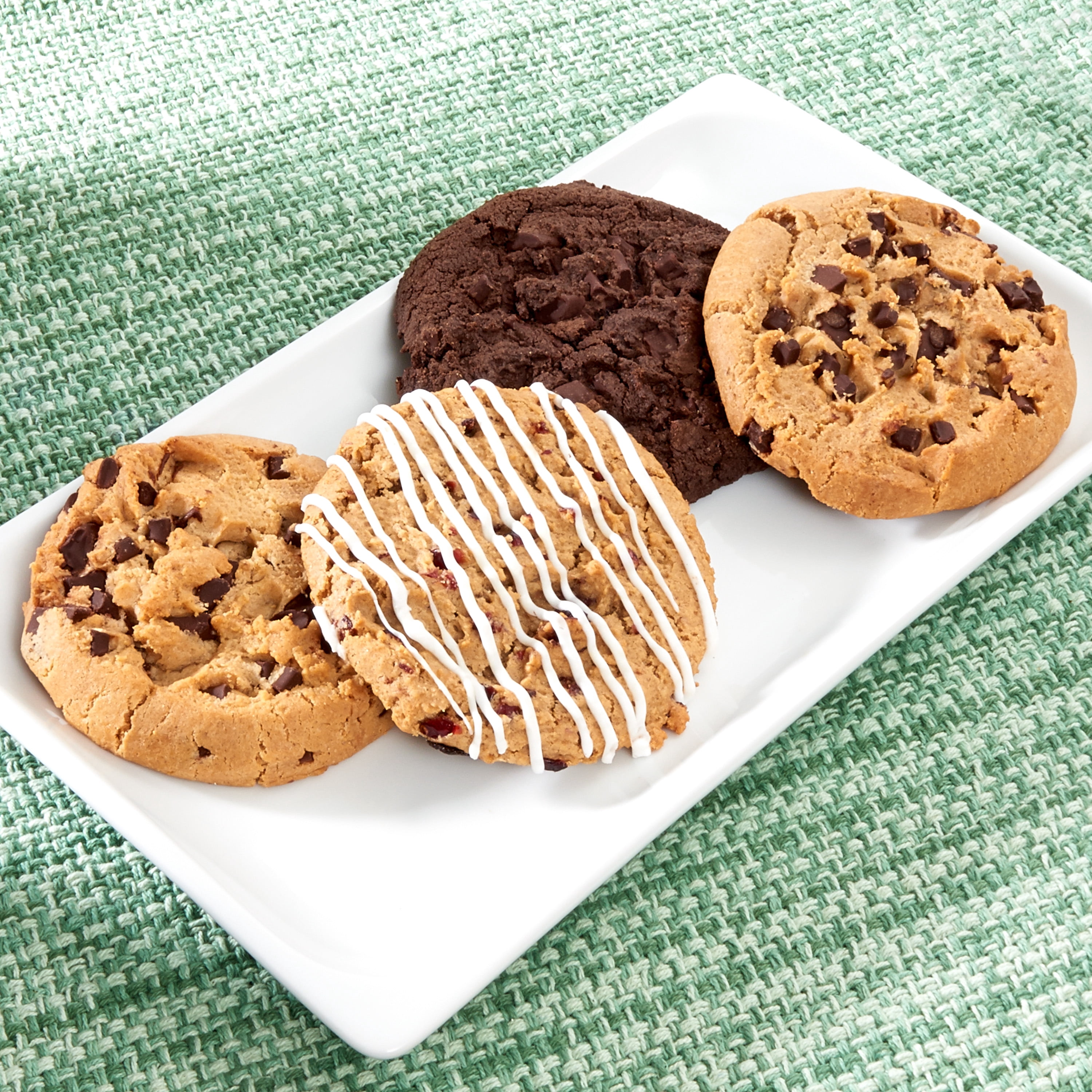 King Krumb Gluten Friendly Decadent Chocolate Chunk, Triple Chocolate Chunk, and Cranberry Oatmeal Bakery Cookies, 22 oz, 4 Count, Ready to Eat, Baked