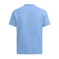 thumbnail image 4 of Timoontee Men's Summer Beach Vacation Shirt Short Sleeve Mock Neck Shirts Solid Quarter Button Pullover Tops Breathable Casual Workout Shirts Light Blue L, 4 of 9