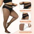 thumbnail image 2 of Yilanmy 2 Pairs Plus Size Pantyhose for Women 20D Sheer High Waist Tights, 2 of 7