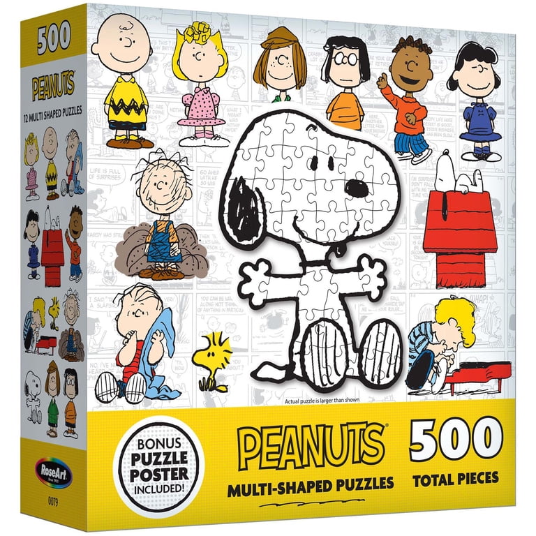 RoseArt 12 Mini-Shaped Peanuts Puzzles, 500 Pieces photo 1