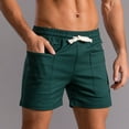 thumbnail image 3 of Summer Savings! MELDVDIB Men's Running Shorts Elastic Waist Drawstring Cotton Slim Fitness Shorts Summer Casual Beach Shorts Comfy Athletic Gym Workout Shorts, Green L, 3 of 5