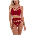 thumbnail image 1 of Gibobby Conjunto ropa interior mujer Conjunto de Lencería Sexy para Mujer Sexy Conjunto de Bralette de Encaje Cruzado Conjunto de Brasier y Bragas(Rojo, M), 1 of 5