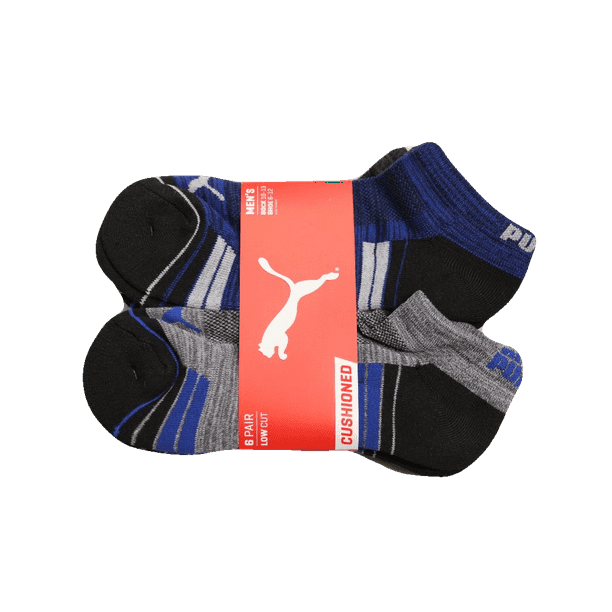 PUMA - Puma Men's 6 Pack Low-Cut Sport Socks, Blue/Black, Sock Size 10 ...