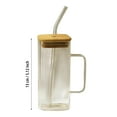 thumbnail image 3 of HJQEQVD Glass Cups Drinking Glasses With Bamboo Lids Straws And Square Color Handle CupBeer Iced Coffee Ideal, 3 of 4