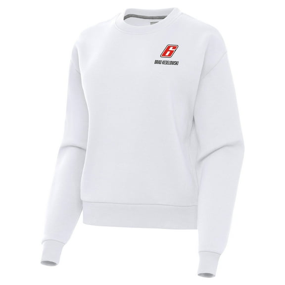 Women's Antigua  White Brad Keselowski-Victory Pullover Sweatshirt