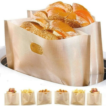 

6 Pack Toaster Bags Reusable for Grilled Cheese Sandwiches | Safest Toaster Bags On The Market - Non Stick Toaster Bags