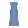 thumbnail image 5 of Summer Sun Dresses for Womens 2026 Plus Size Fashion Loose And Comfortable Solid Color Pocket Sleeveless Round Neck Dress, 5 of 6