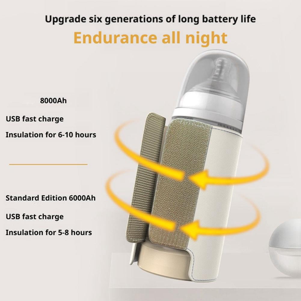 YaoHuan Upgrade Portable Bottle Warmer for Travel,6 Temp Milk Warmer with Smart Temperature Control & Night Light,Rapid Warming,Long-Lasting Warming up to 6-10H,for Breast Milk,8000mAh