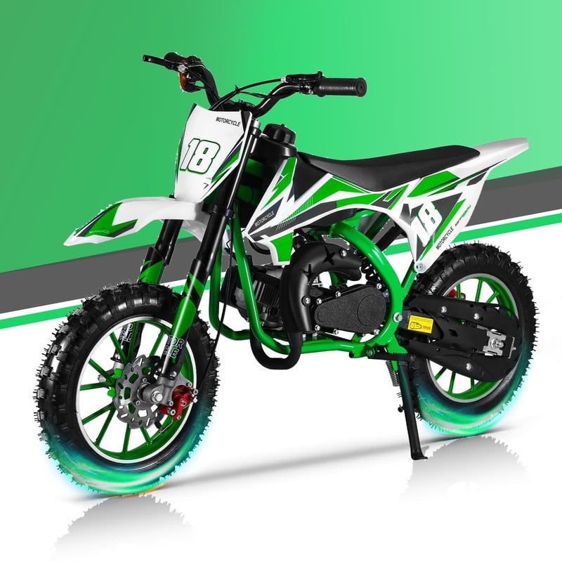 Seipouy 49CC 2-Stroke Kids Dirt Bike, Upgraded Gas Dirt Bike for Kids 8-14, Gas Power Motocross, Off Road Mini Motorcycle, Pocket Motorbike with Dual Disc Brakes, Summer Outdoor Adventure Toys