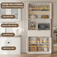 thumbnail image 5 of Tall Kitchen Pantry Cabinet, 70" Storage Cabinet with Countertop Shelf and Drawer, Freestanding Fluted Kitchen Hutch Cupboard for Dining Room, Living Room，White, 5 of 8