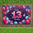 thumbnail image 5 of Purple Themed 13th Birthday Banner with Balloons Stars and Cake Decoration Backdrop Party Supplies Photography Props Happy Birthday Party Decorations, 5 of 7
