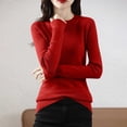 thumbnail image 2 of SELONE Pullover Tops for Women Tight Base Layer Sweaters Crewneck Long Sleeve Pullover Soild Underwear Red 2XL, 2 of 5