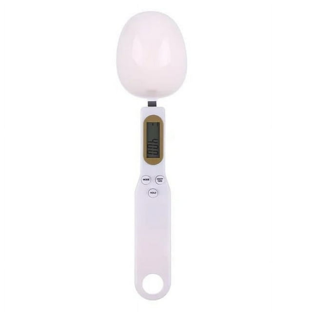 Báscula de cocina digital con cuchara | Precisión de 500 g/0,1 g | Plástico ABS | Función de tara y retención | Recargable por USB | Para ingredientes de repostería y cocina