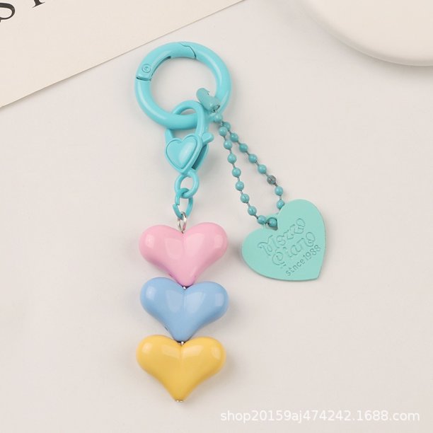 Llaveros estéticos con dijes, llavero con forma de corazón y mariposa para mujeres y niñas, dije para bolso con cuentas, colgante con dijes para bolso