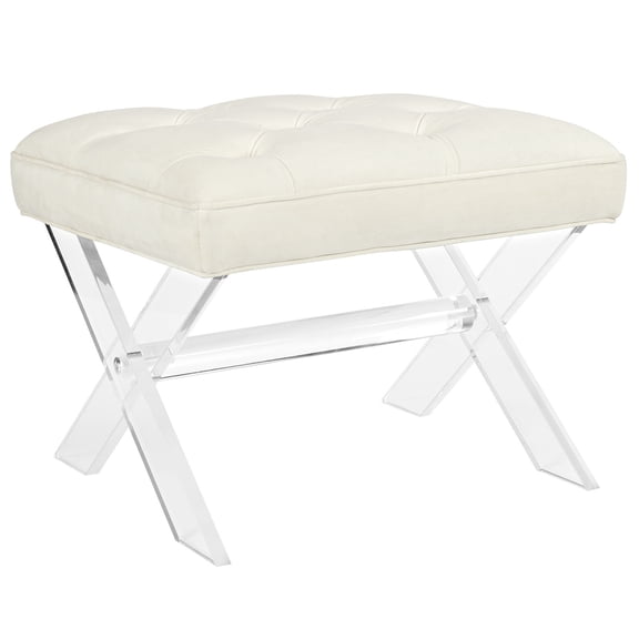 Modern Contemporary Urban Design Bedroom Living Room Bench, White Ivory, Fabric Plastic