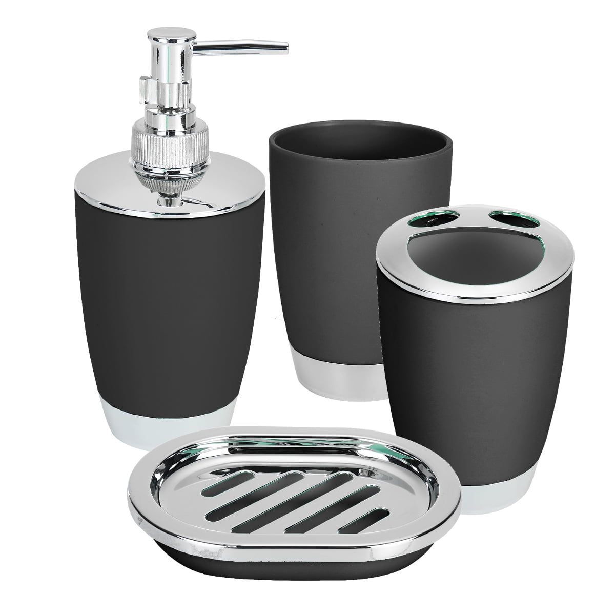 Novashion 6 Piece Plastic Bath Accessory sets, Black