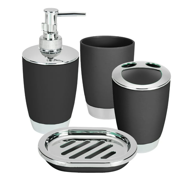 Novashion 6 Piece Plastic Bath Accessory sets, Black
